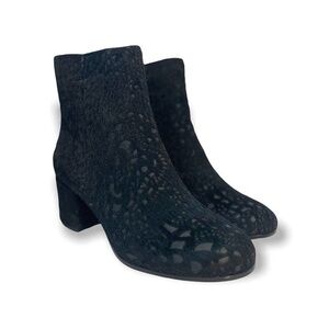 Anthropologie Bettye Muller Black Sibyl Burnout Faux Calf Hair Boot